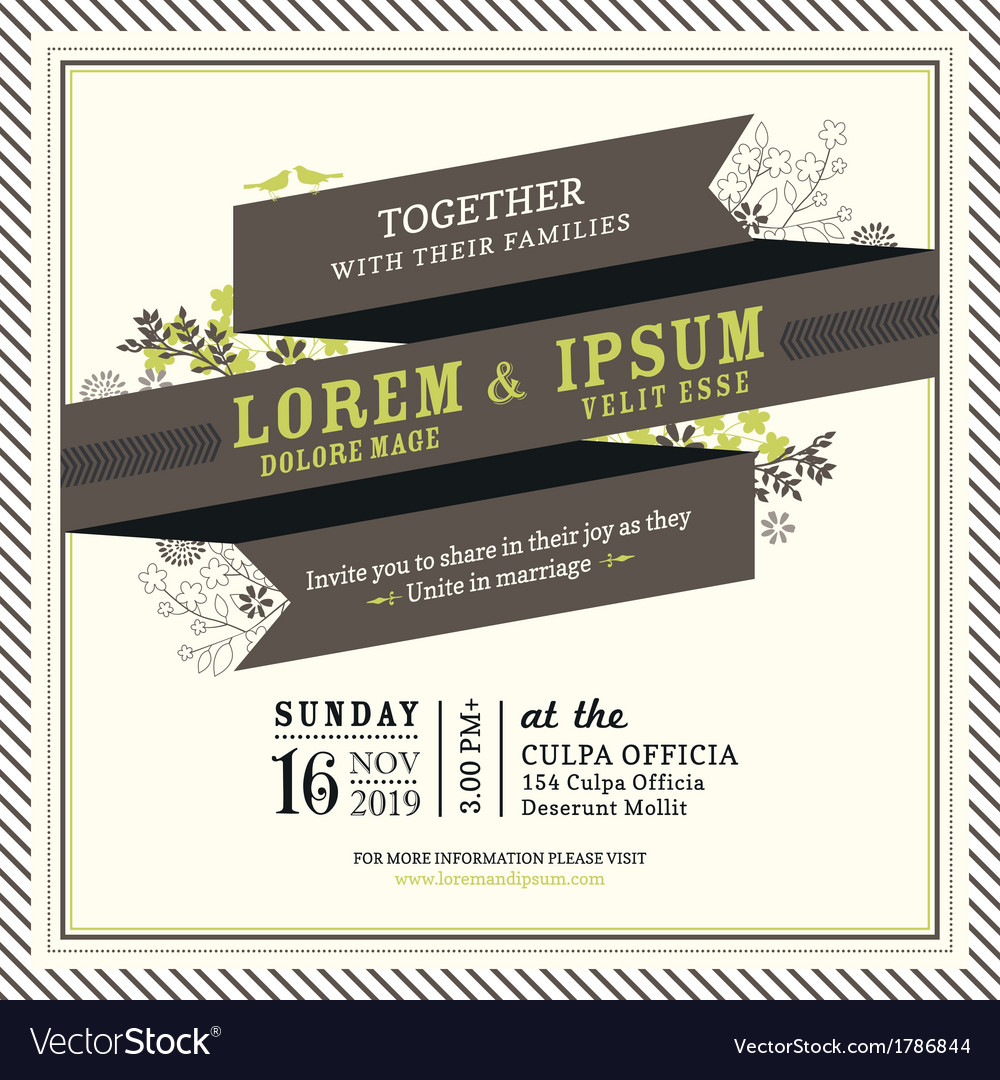 Vintage Ribbon Banner Wedding Invitation Frame Vector Image