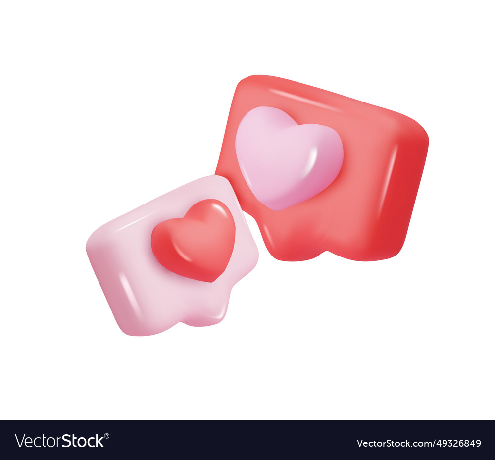 3d icon message dialog button with heart vector image 3d icon message dialog button with heart