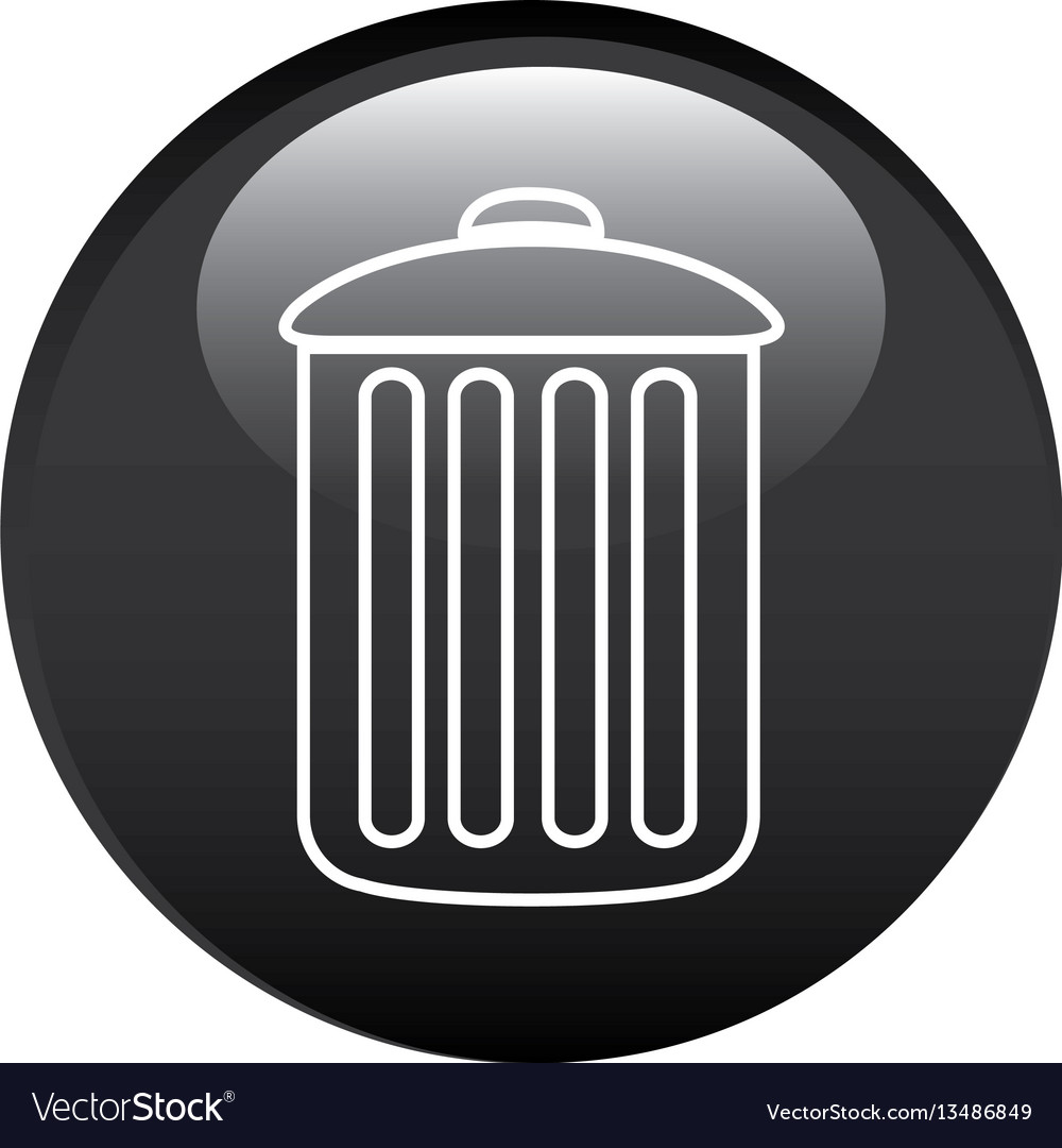 Black circular frame with trash container icon