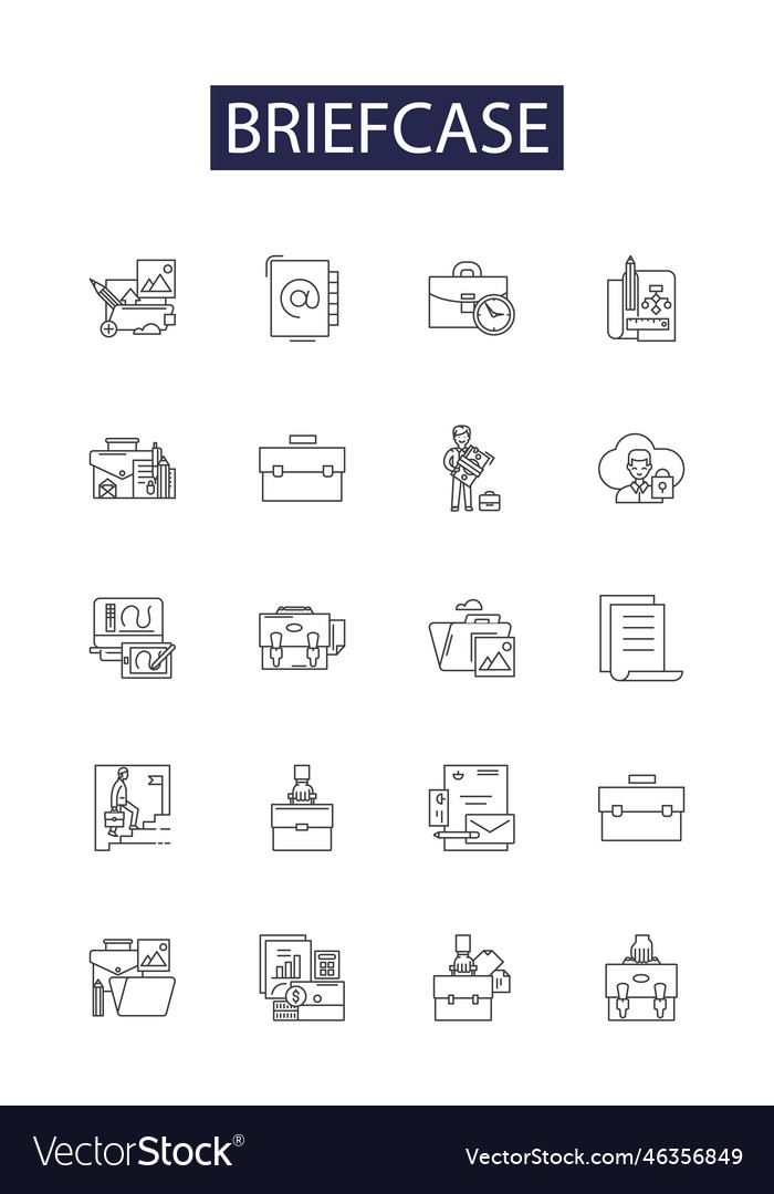 Briefcase line icons and signs