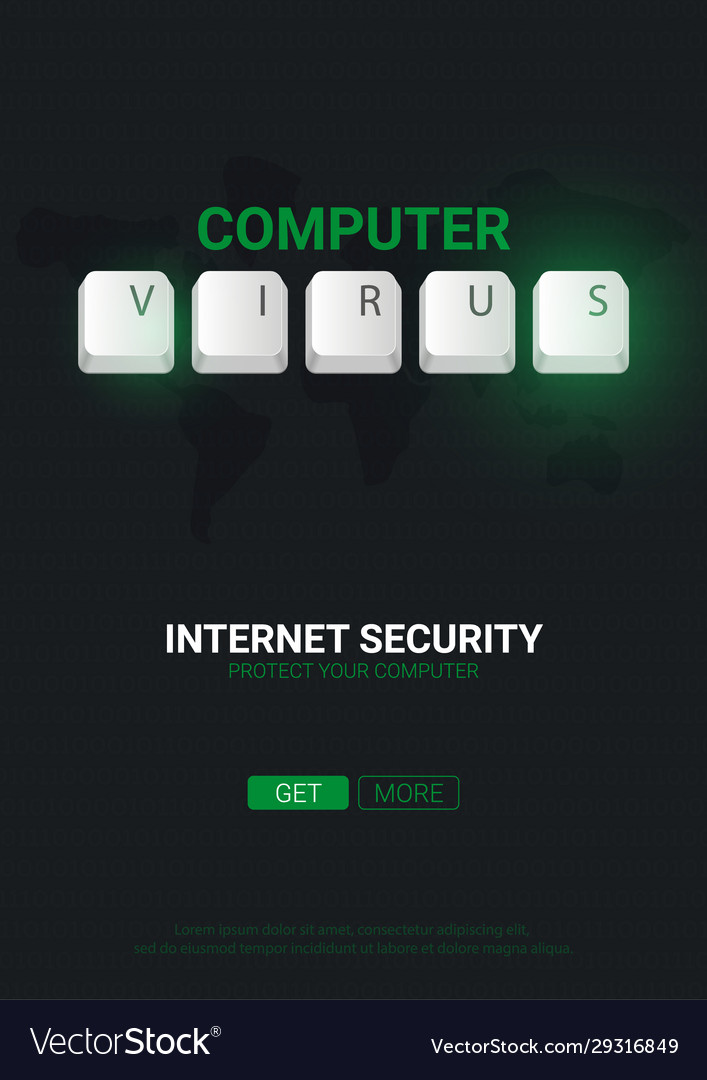 Computer virus banner with keyboard buttons vector image Computer virus banner with keyboard buttons