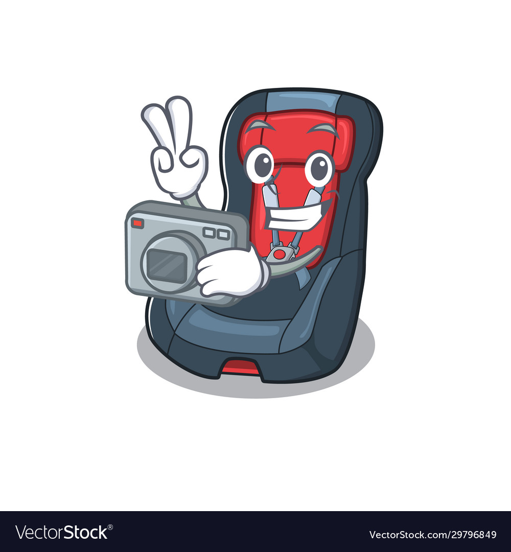 Cool photographer baby car seat character Vector Image