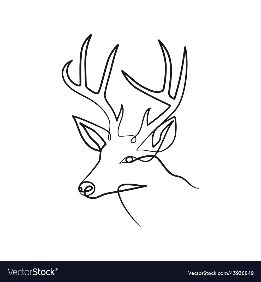 Deer continuous line art one Royalty Free Vector Image