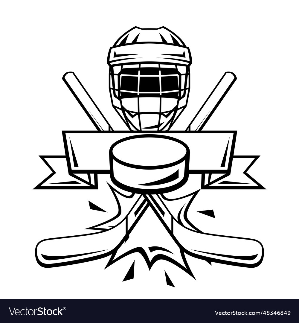 Emblem with hockey symbols sport club label Vector Image