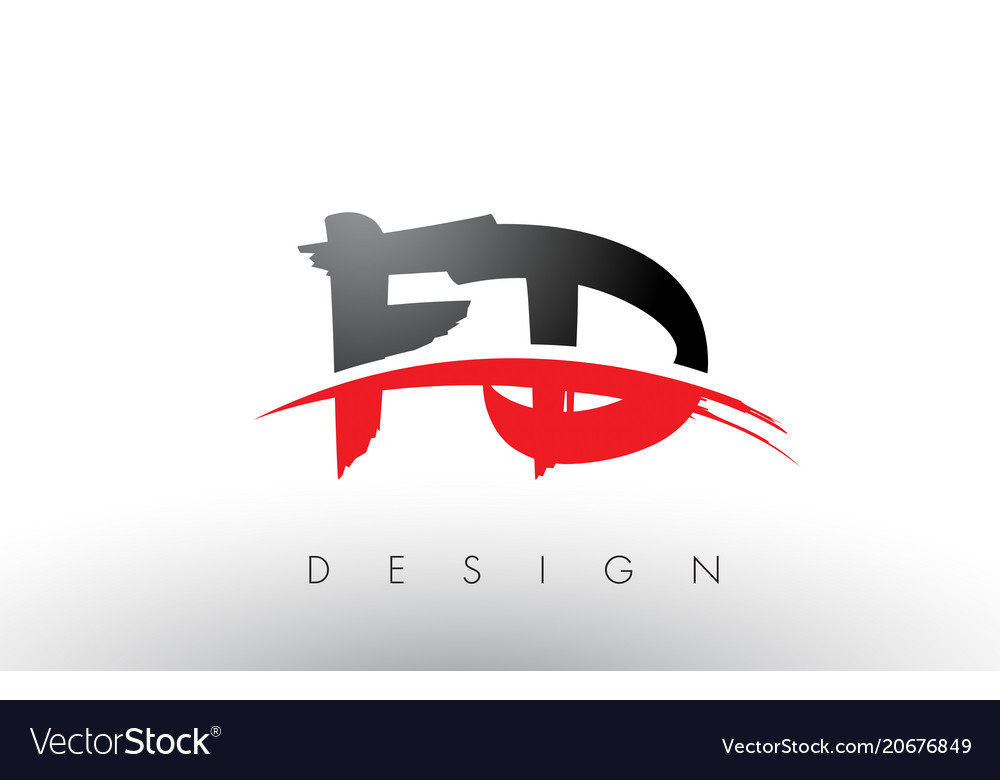 Fd f d brush logo letters with red and black