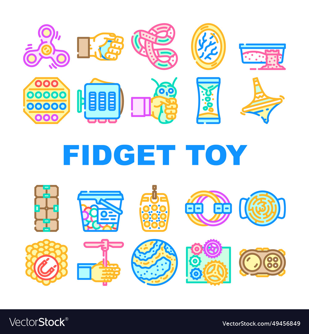 Fidget toy pop fun icons set