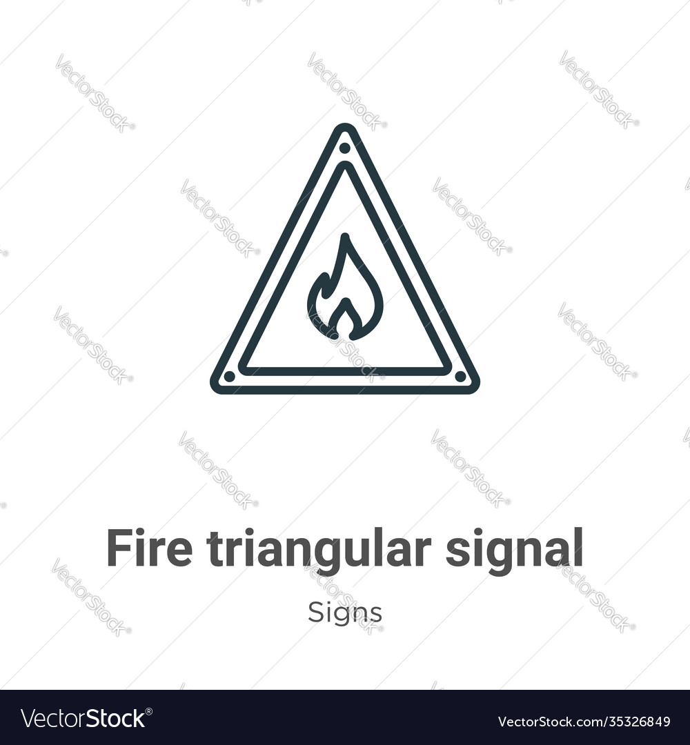Fire triangular signal outline icon thin line