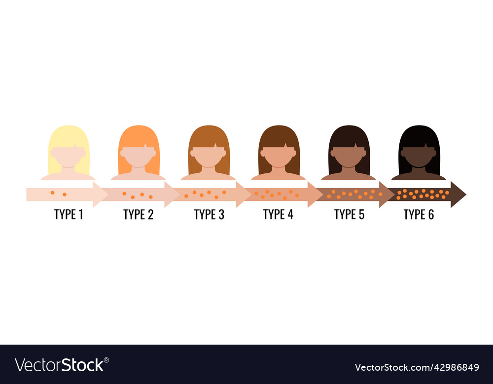 Fitzpatrick skin tone phototype melanin index Vector Image