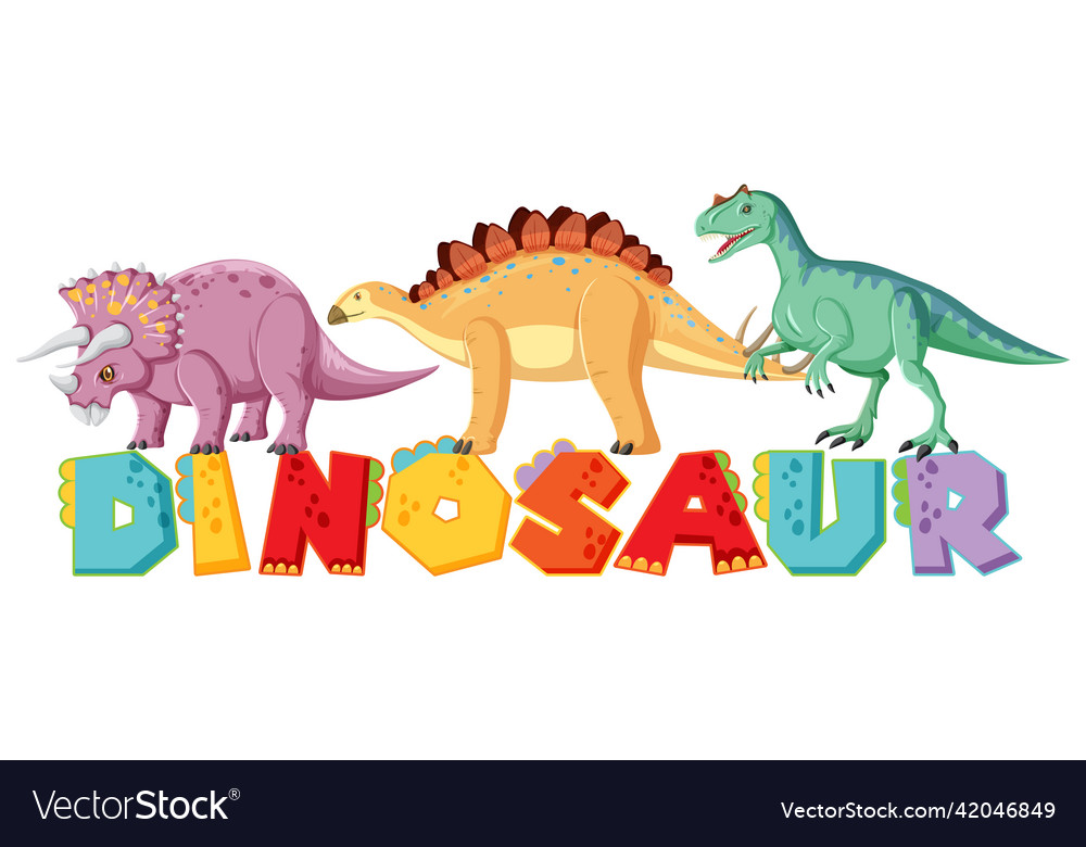 Font design for word dinosaur Royalty Free Vector Image