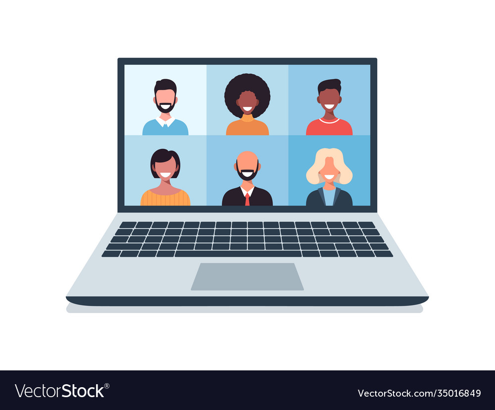 Group people talking in videocall conference