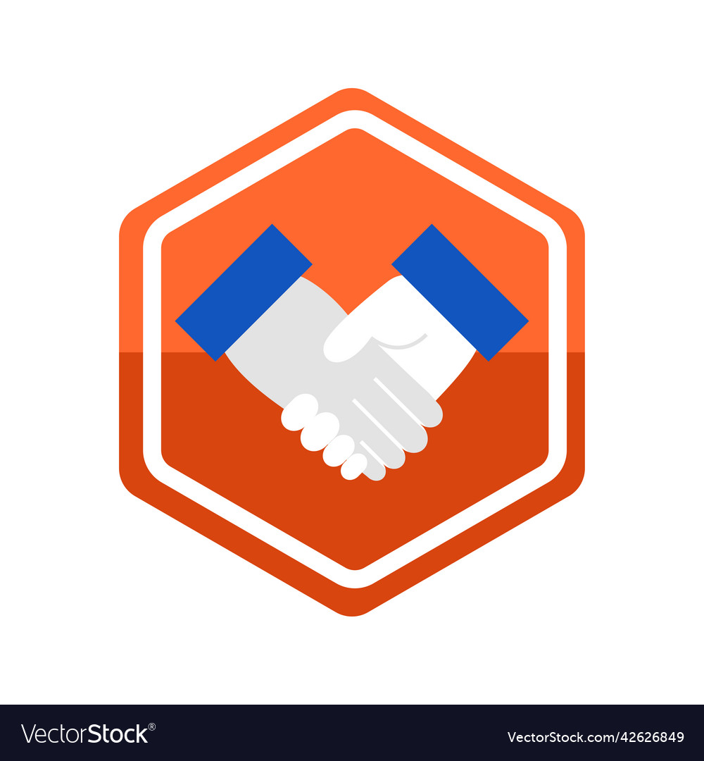 Handshake hexagonal icon vector image Handshake hexagonal icon