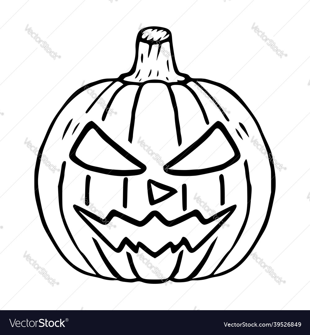 Mad jack o lantern doodle icon halloween pumpkin Vector Image