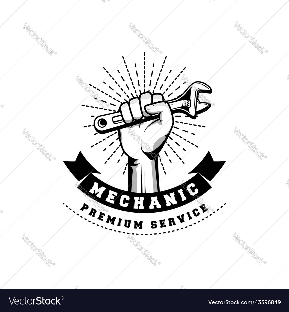 Mechanic badge logo design in retro style plumber