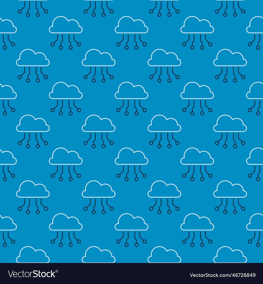 Neural network data cloud platform outline blue vector image Neural network data cloud platform outline blue