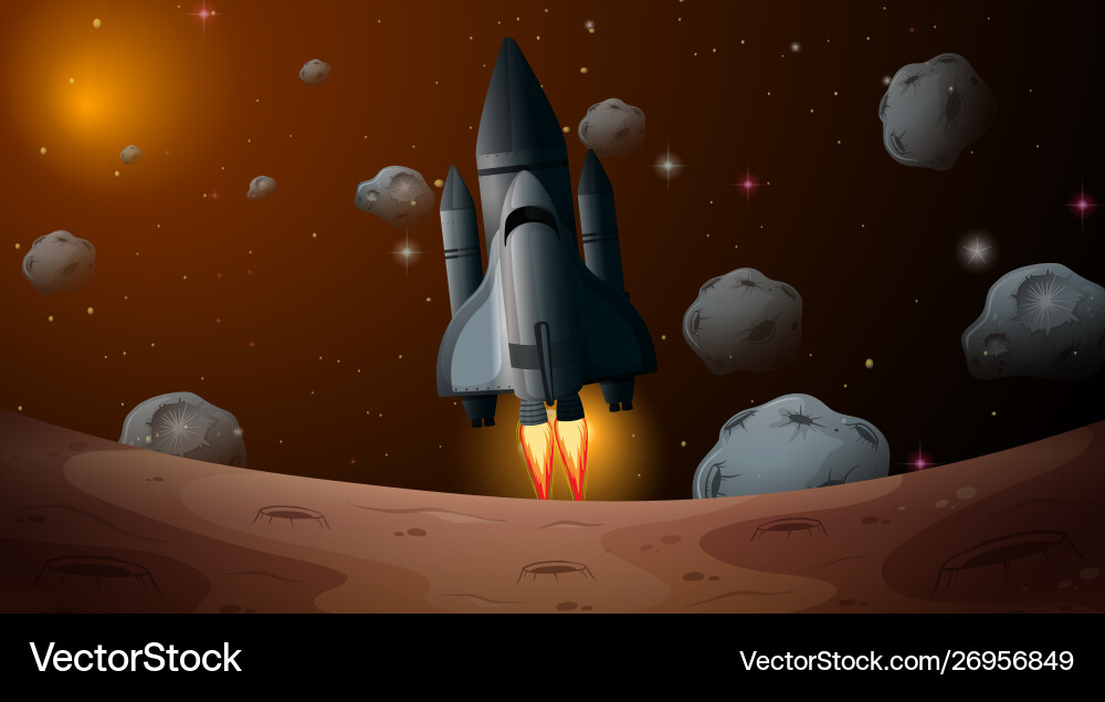 Rocket and mars scene Royalty Free Vector Image