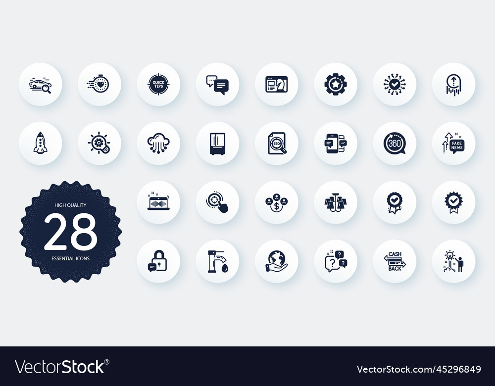 Set of technology icons such as timer save vector image Set of technology icons such as timer save