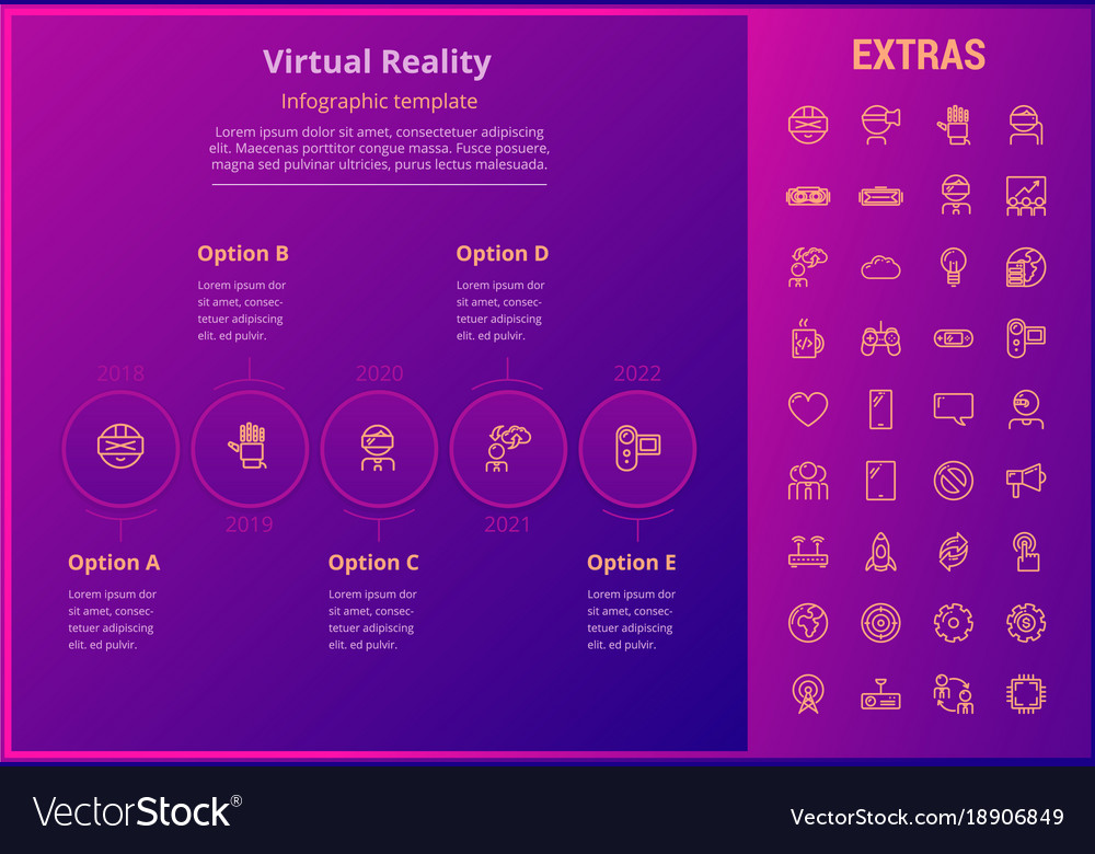 Virtual reality infographic template and elements