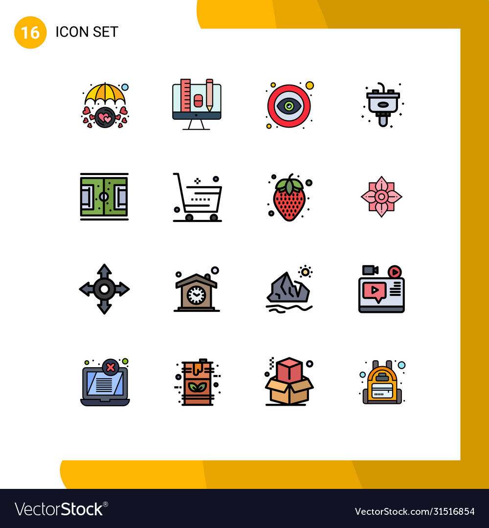 16 user interface flat color filled line pack