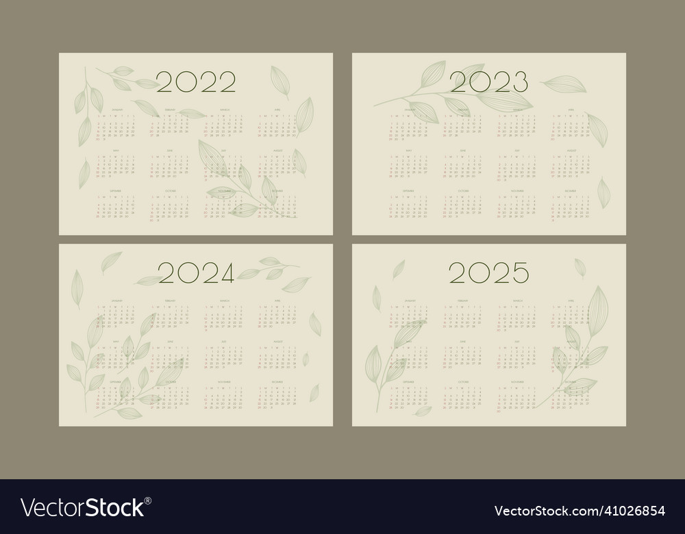 2022 2023 2024 2025 calendar with hand drawn