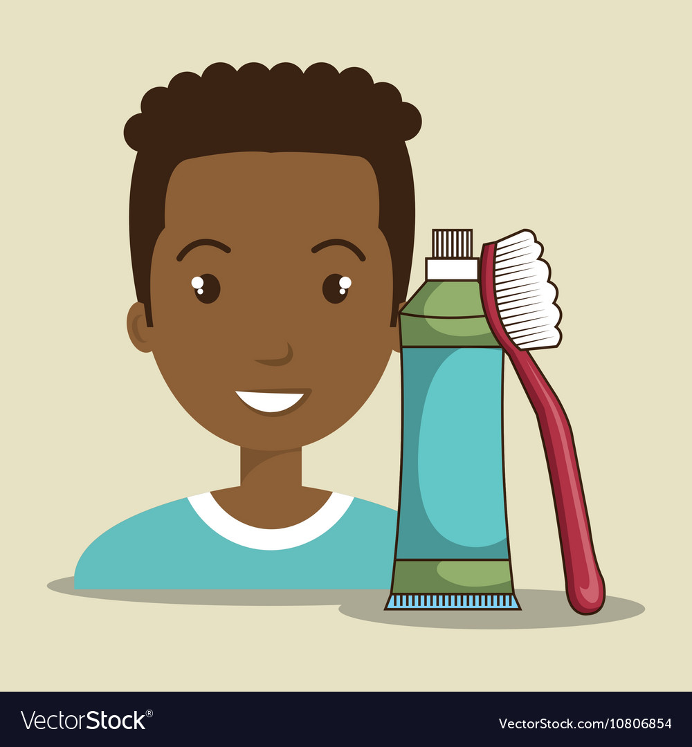 Avatar man smiling with dental utensils Royalty Free Vector