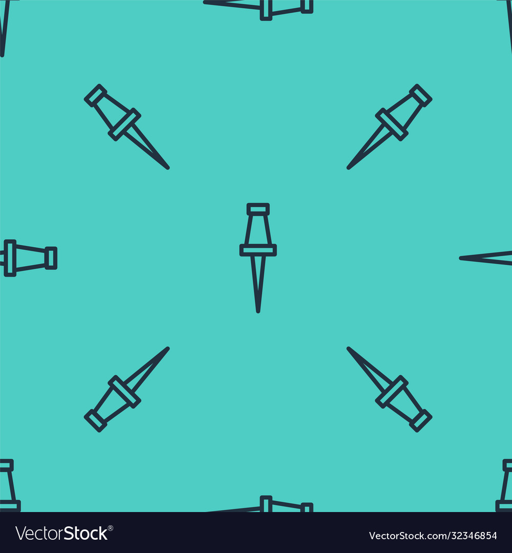 Black line push pin icon isolated seamless pattern