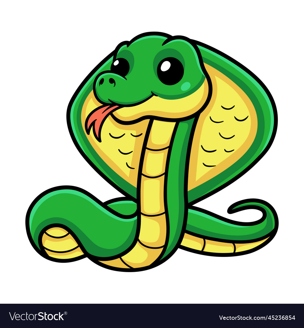 Cute little cobra snake cartoon Royalty Free Vector Image