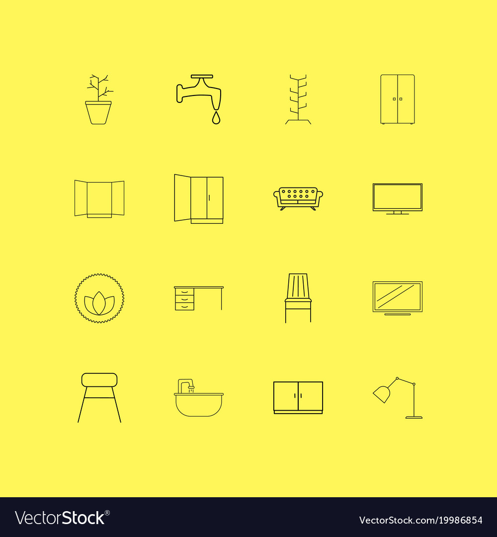 Möbel lineare Ikone setzen einfache Umriss Icons