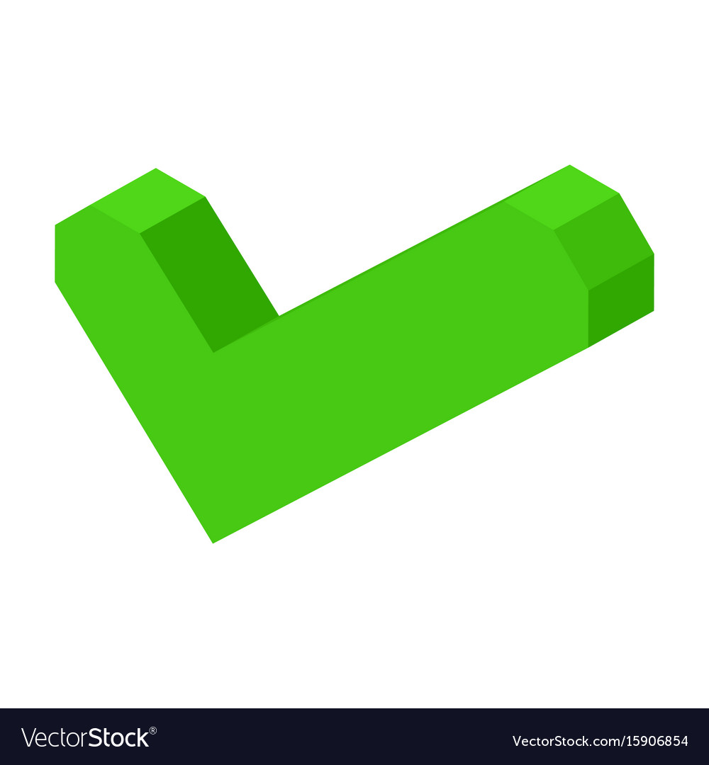 Green volumetric check mark icon isolated cartoon Vector Image Green volumetric check mark icon isolated cartoon Vector Image