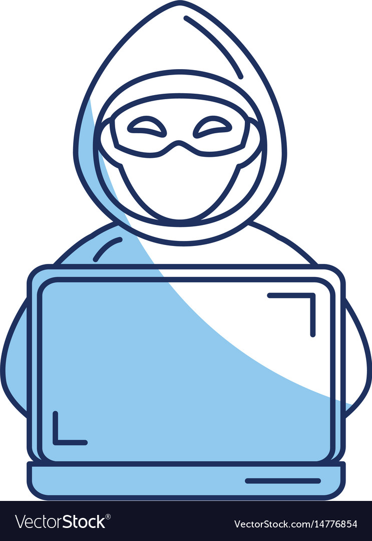 Hacker with computer avatar character