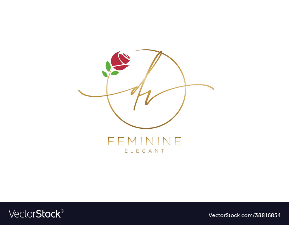 Initial dv feminine logo beauty monogram