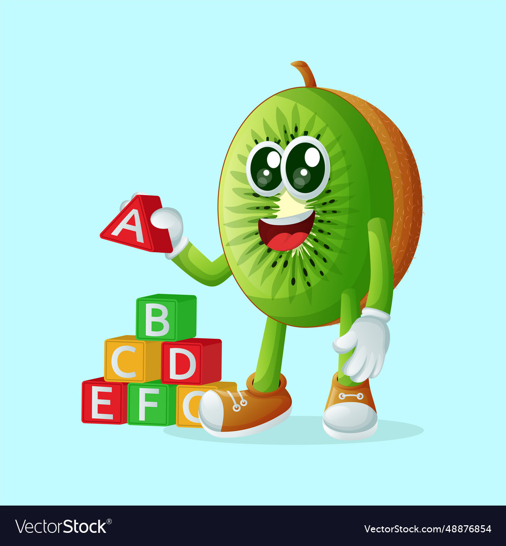 Kiwi character playing with blocks