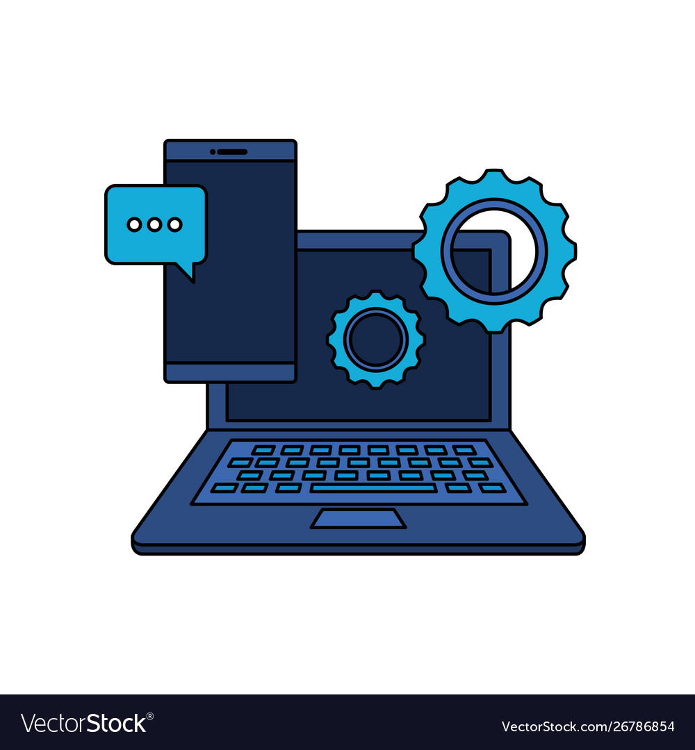 Laptop computer and smartphone devices Royalty Free Vector