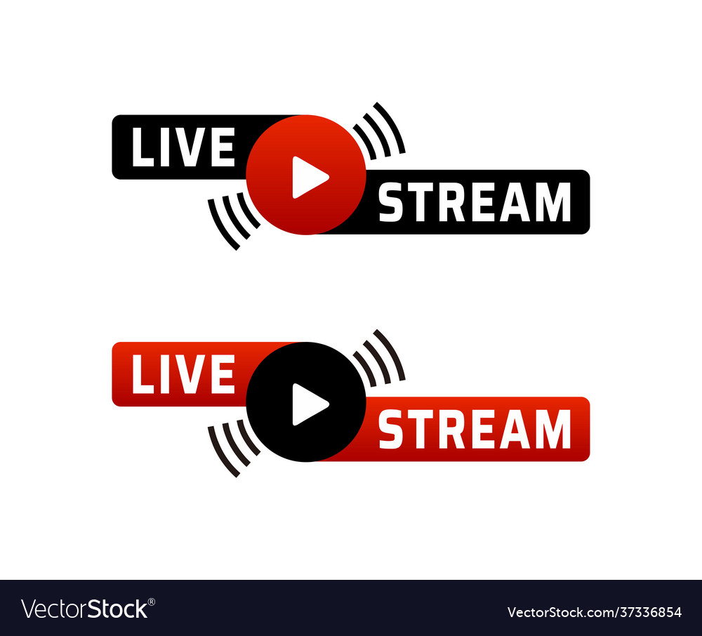 Live stream symbol design icon with play button vector image Live stream symbol design icon with play button