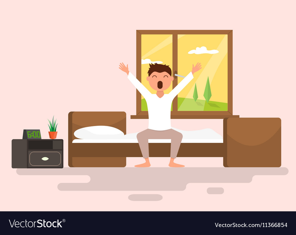 man-wakes-up-early-in-morning-royalty-free-vector-image