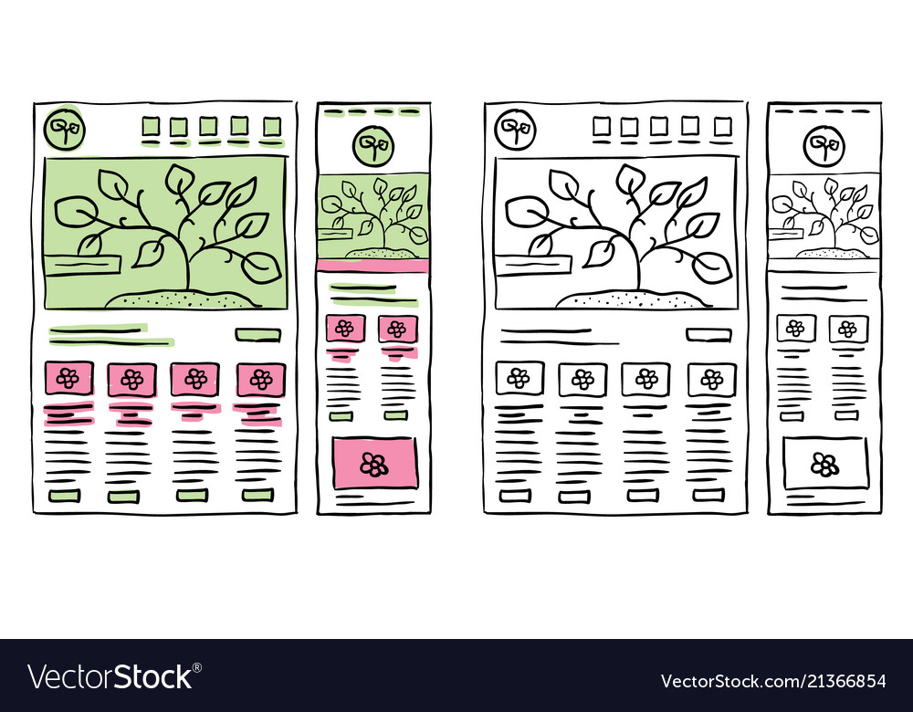 Responsive website layout doodles
