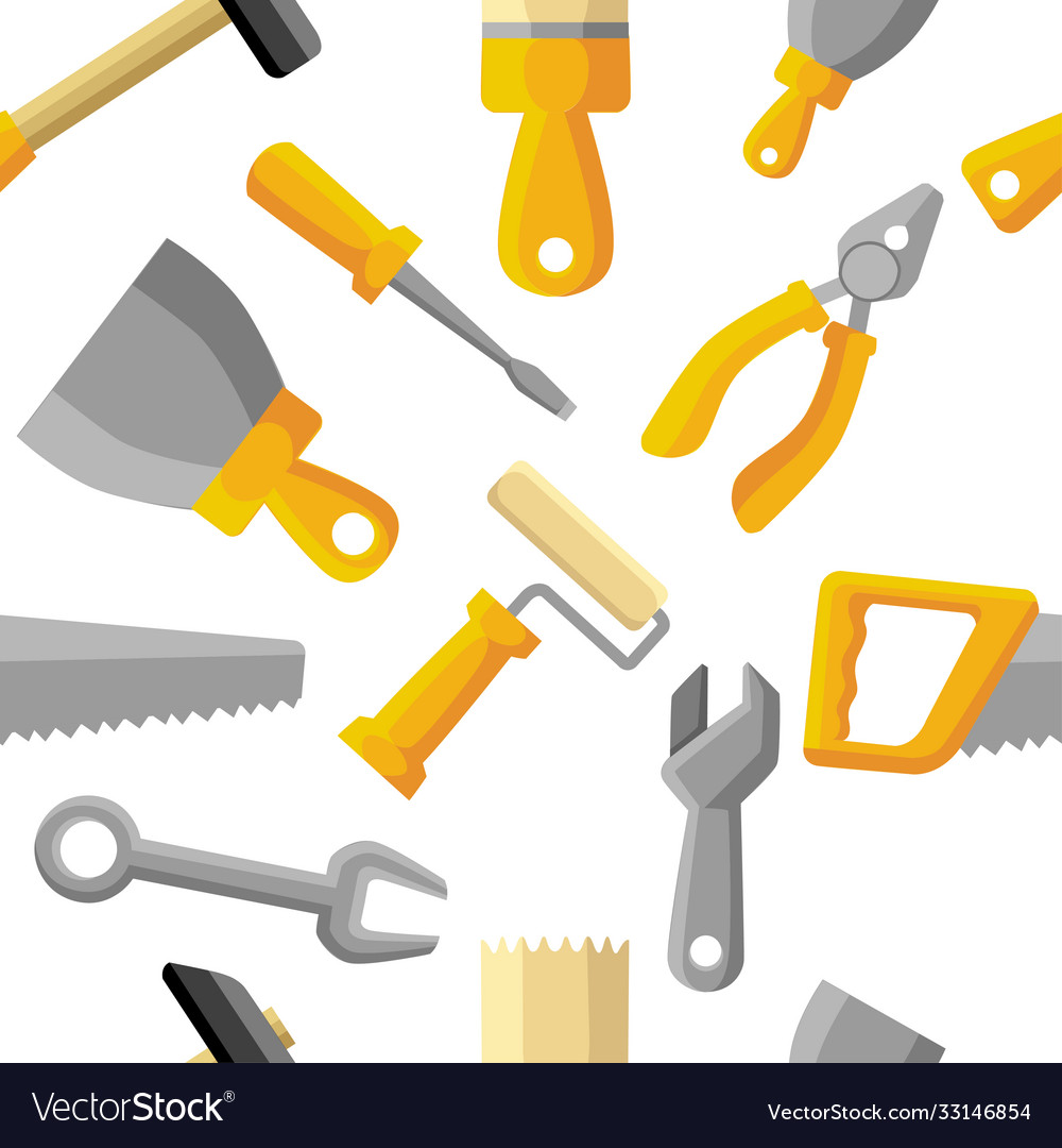 Seamless pattern building tools construction Vector Image Seamless pattern building tools construction