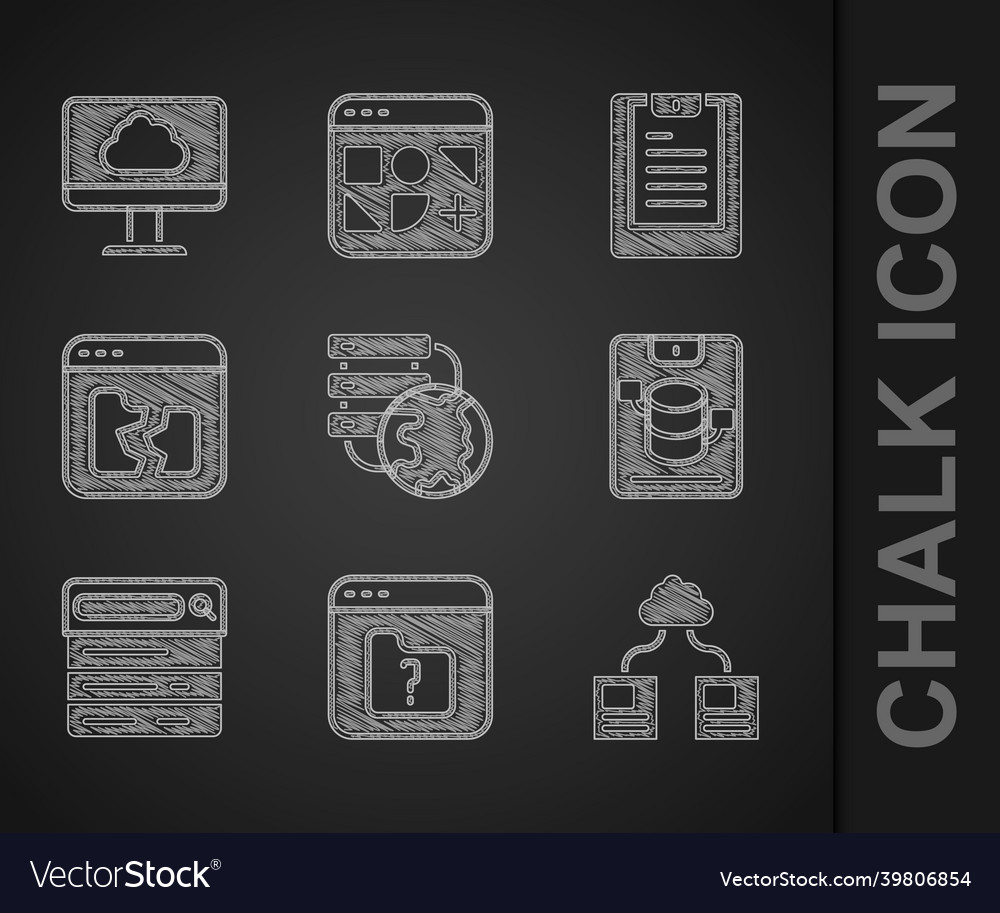 Set network cloud connection file missing vector image Set network cloud connection file missing