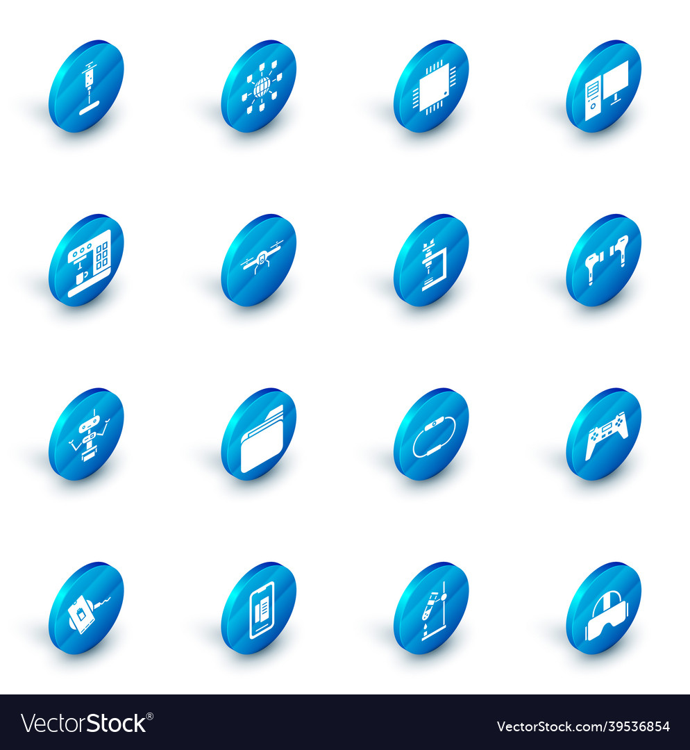 Set social network processor with microcircuits vector image Set social network processor with microcircuits