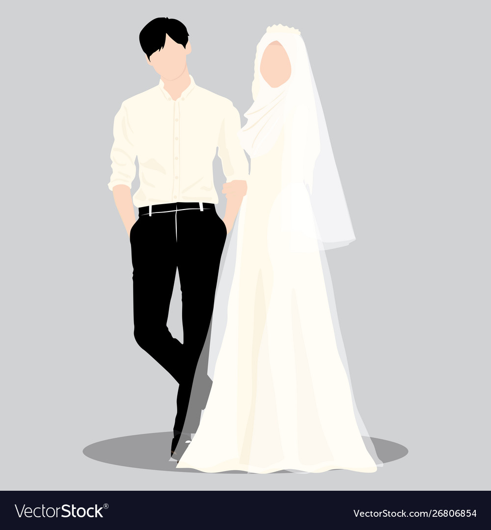 Wedding couple muslim Royalty Free Vector Image