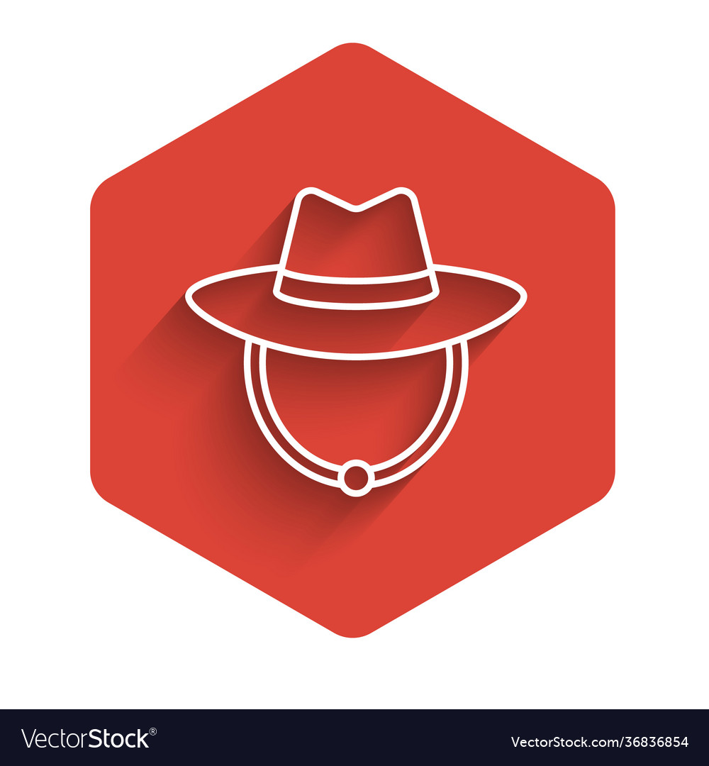 White line western cowboy hat icon isolated