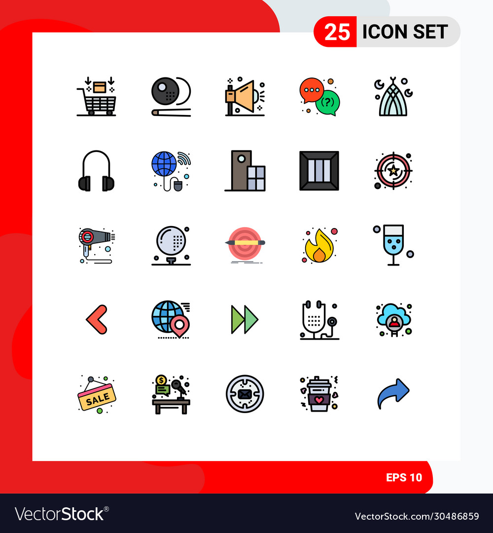 25 user interface filled line flat color pack