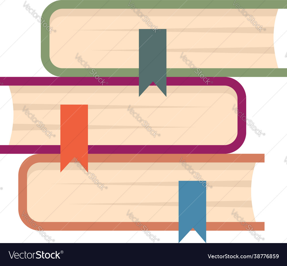 Book stack icon flat isolated Royalty Free Vector Image