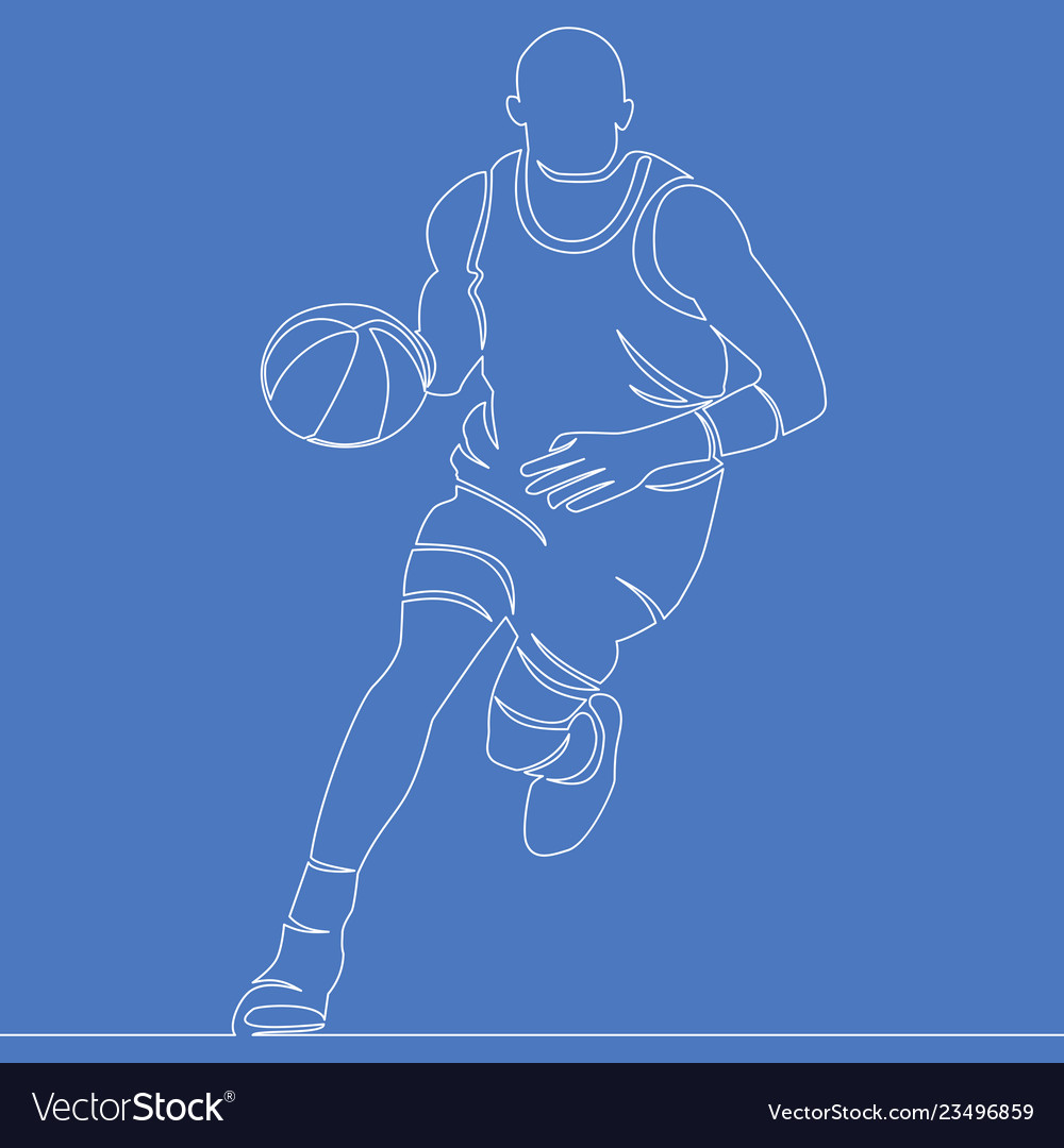 Continuous line basketball player concept