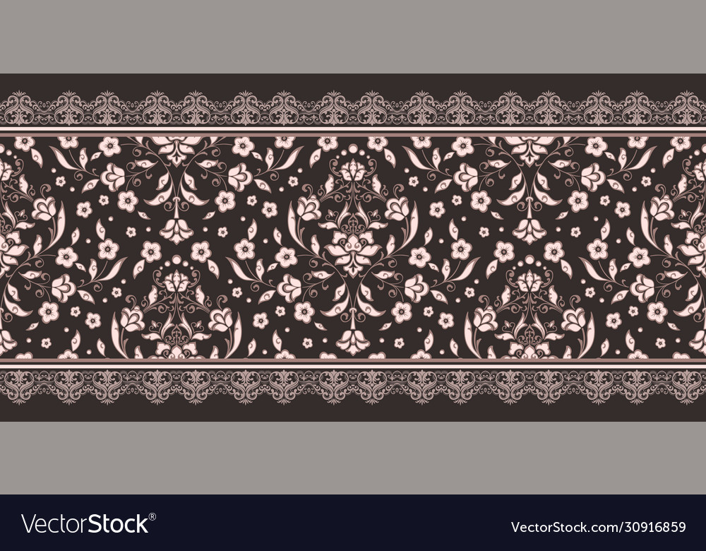 Damask border element and page decoration vector image Damask border element and page decoration