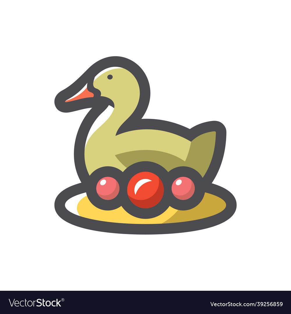 Duck dish apple icon cartoon vector image Duck dish apple icon cartoon