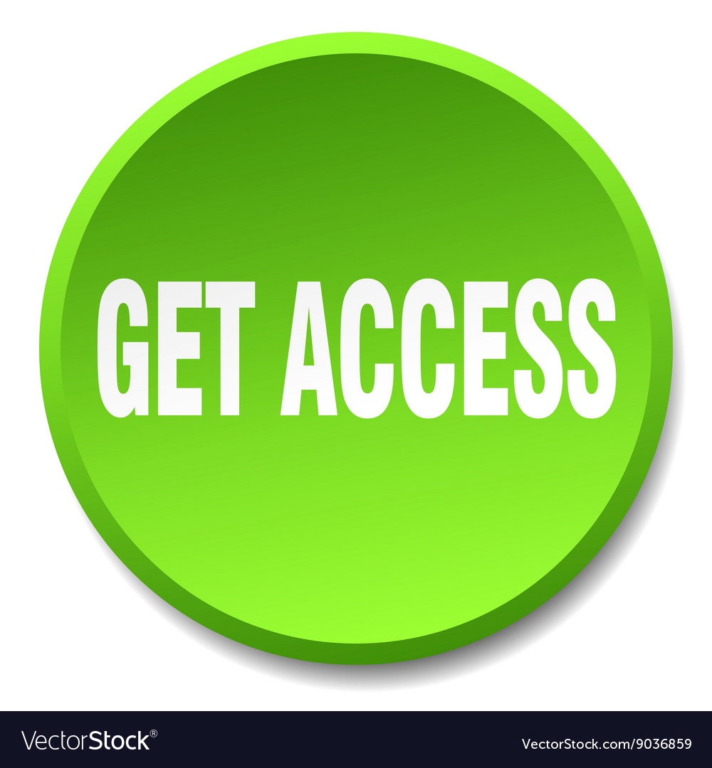 Get access green round flat isolated push button