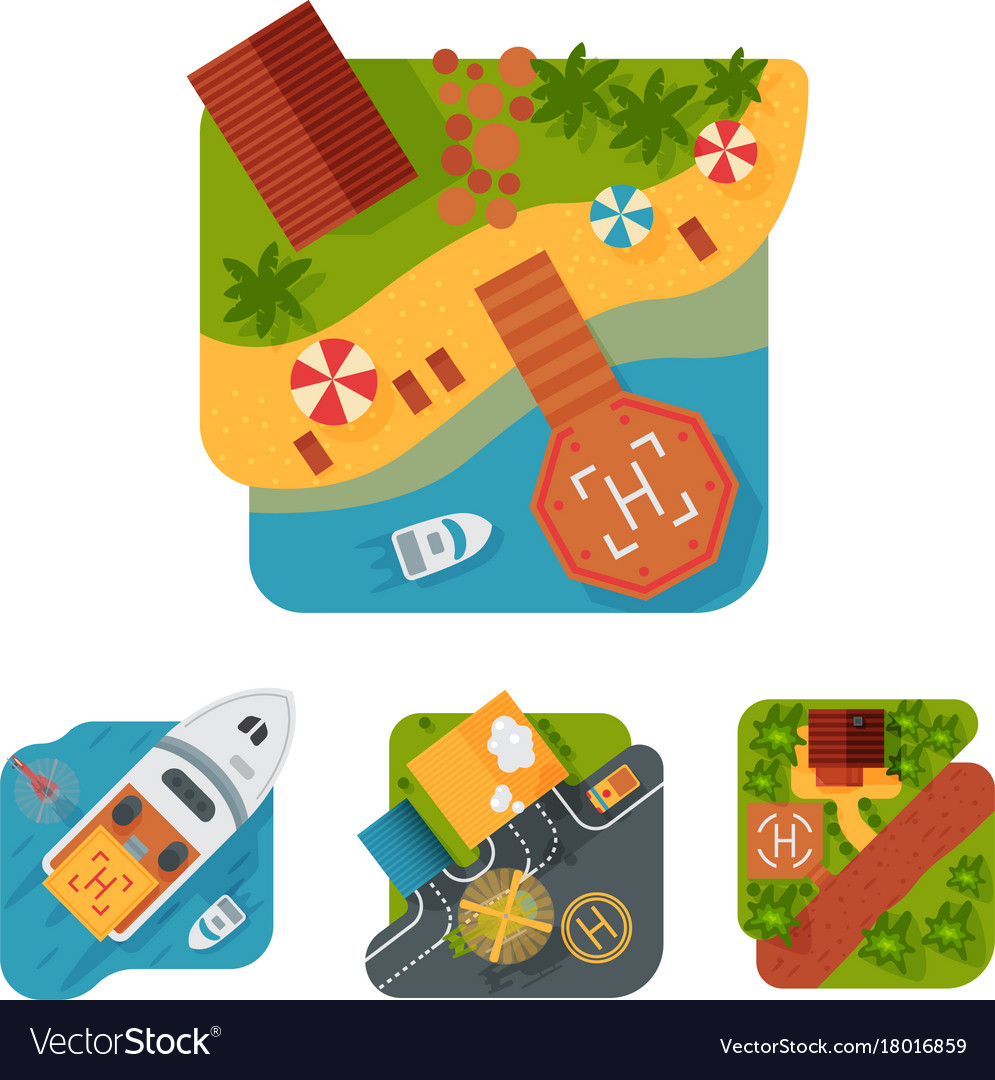 Helicopter pad landing ground area Royalty Free Vector Image