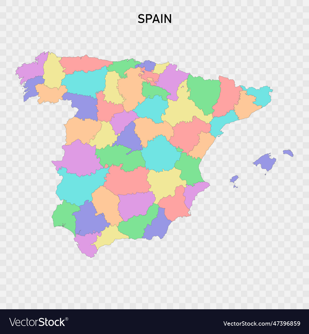 Isolated colored map of spain