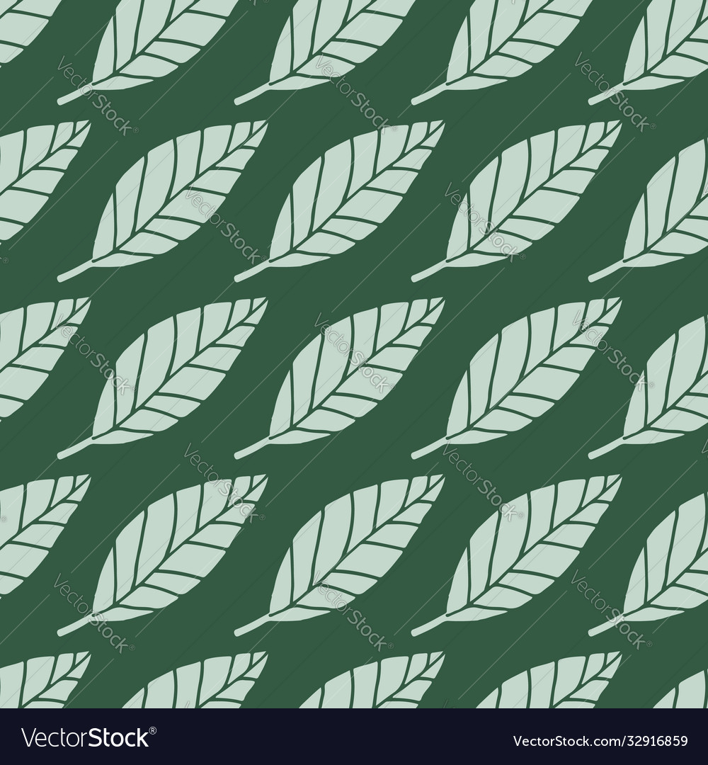 Light leafs seamless floral pattern dark green