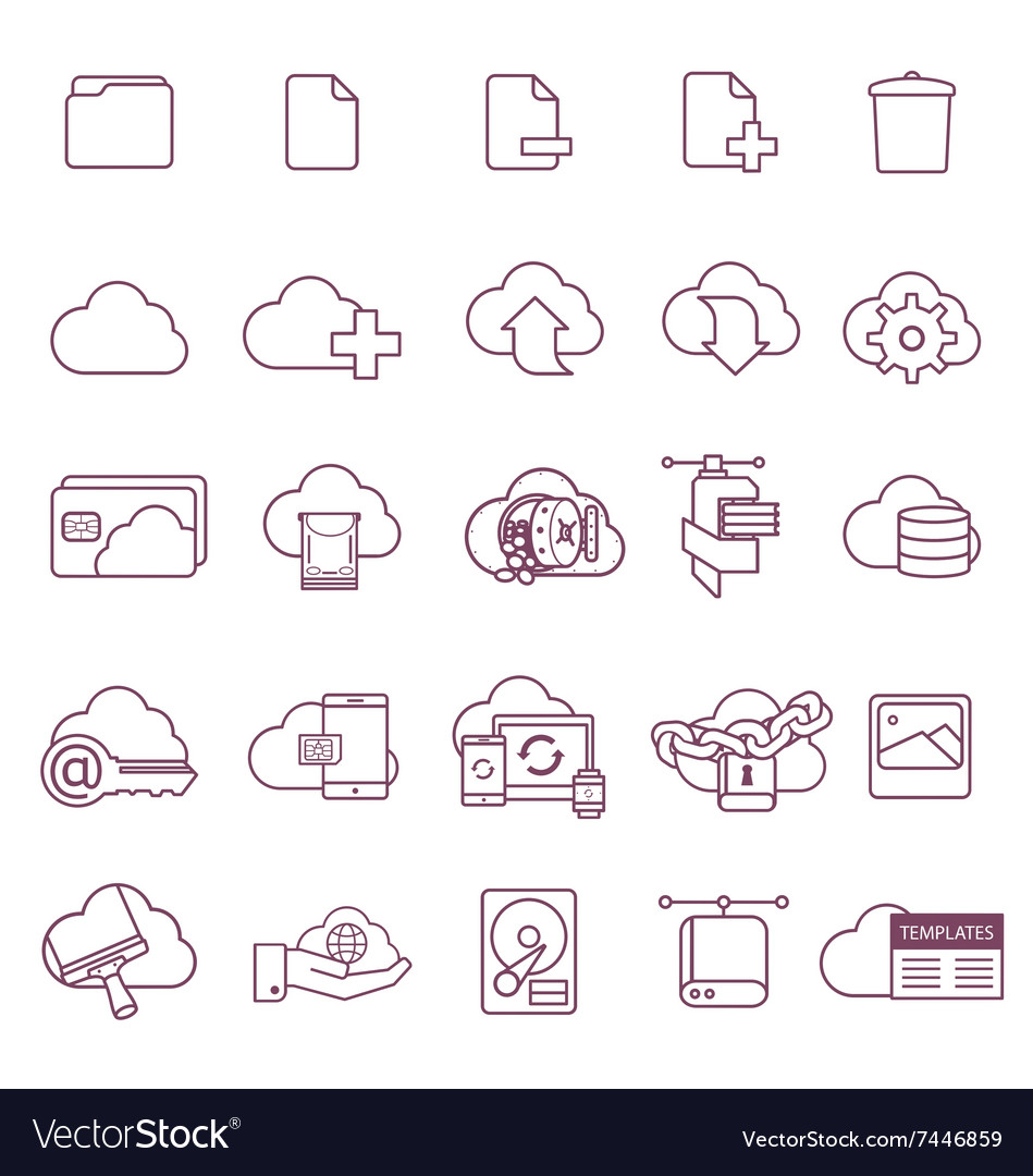 Linear icons for cloudy service